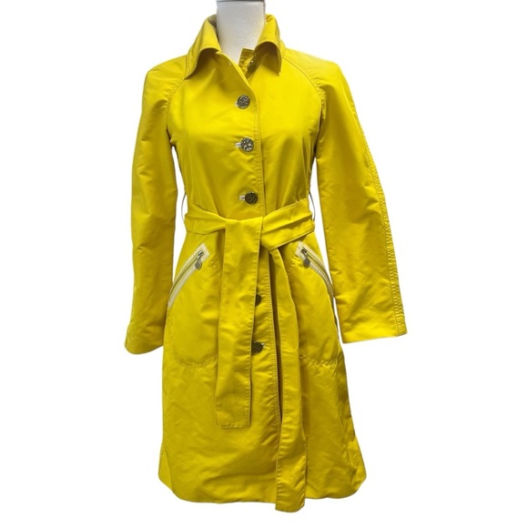 Tory Burch Jackets & Blazers - Tory Burch Yellow Belted Trench Rain Coat Size 0 - XS *Has Flaws*